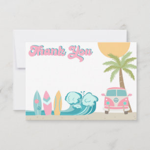 Girl Surf's up Surf Beach Birthday Thank You Cards
