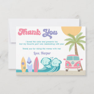 Girl Surf's up Surf Beach Birthday Thank You Cards