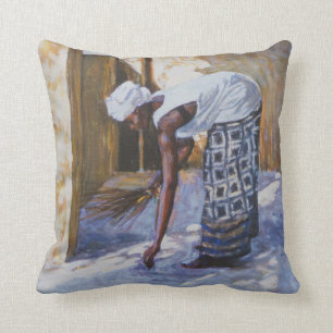 Girl Sweeping II 2002 Throw Pillow