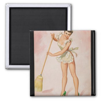Girl Sweeping Pin Up Art Magnet by Pin_Up_Art at Zazzle