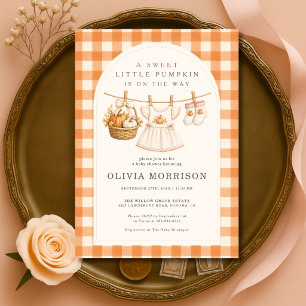 Girl Sweet Little Pumpkin on the Way Baby Shower Invitation