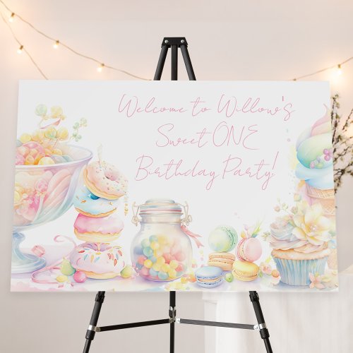 Girl Sweet One Sweets First Birthday Welcome Sign