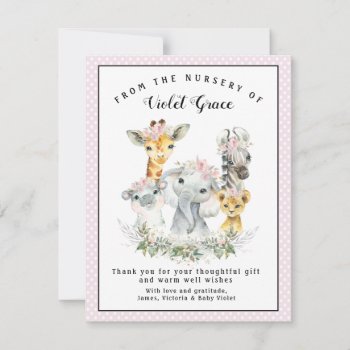 Girl Sweet Safari Baby Shower Thank You Cards by The_Baby_Boutique at Zazzle