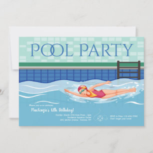 Girl Swimmer Invitation
