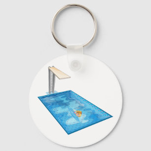 Girl Swimming Keychain