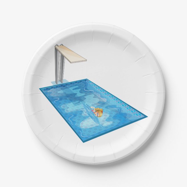 Girl Swimming Paper Plates (Front)