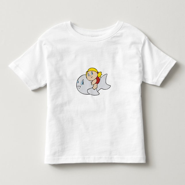 Girl Swimming with Dolphin Toddler T-shirt (Front)