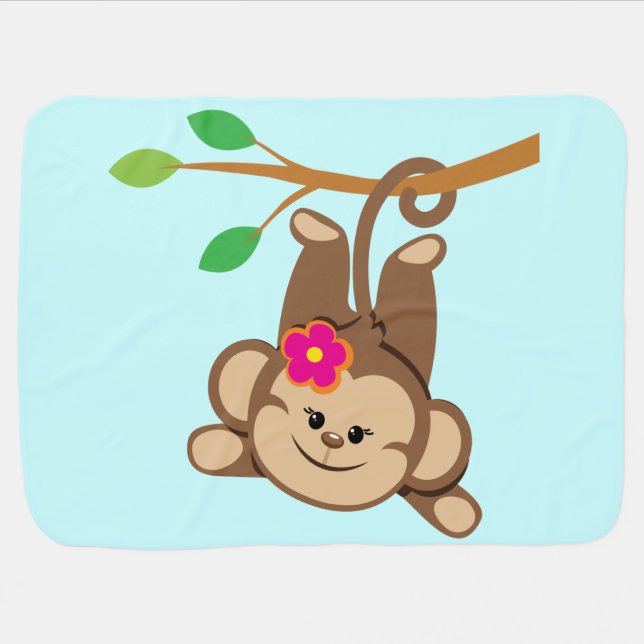 Girl Swinging Monkey Baby Blanket (Horizontal)