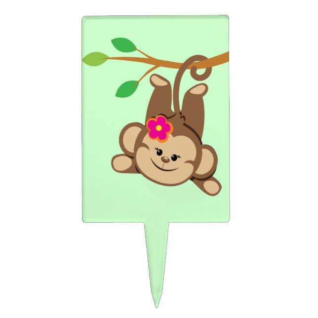 Girl Swinging Monkey Cake Topper (Front)