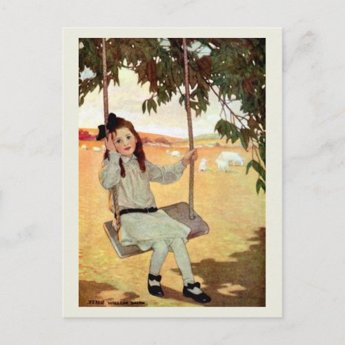 Girl Swinging Postcard