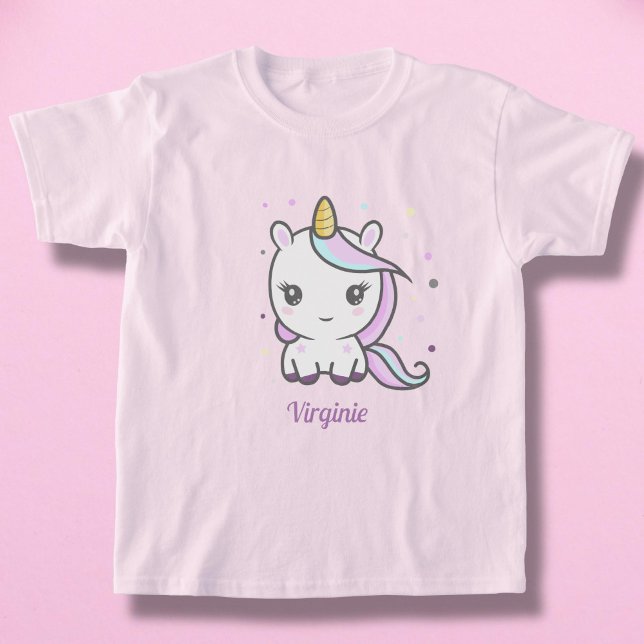 Girl T-Shirt with a Cute Unicorn (Girl T-Shirt with a Cute Unicorn - front)