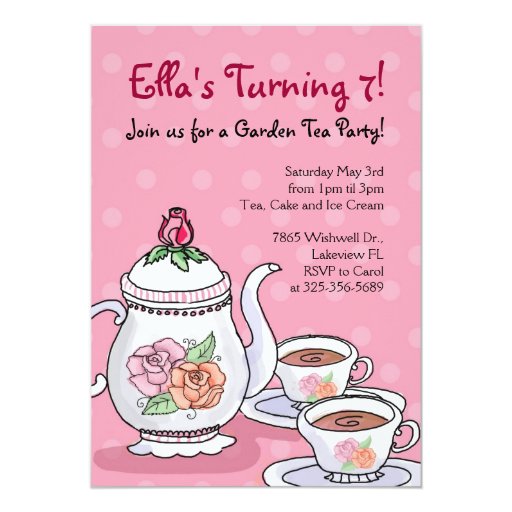 Girl Tea Party Themed Birthday Invitations | Zazzle