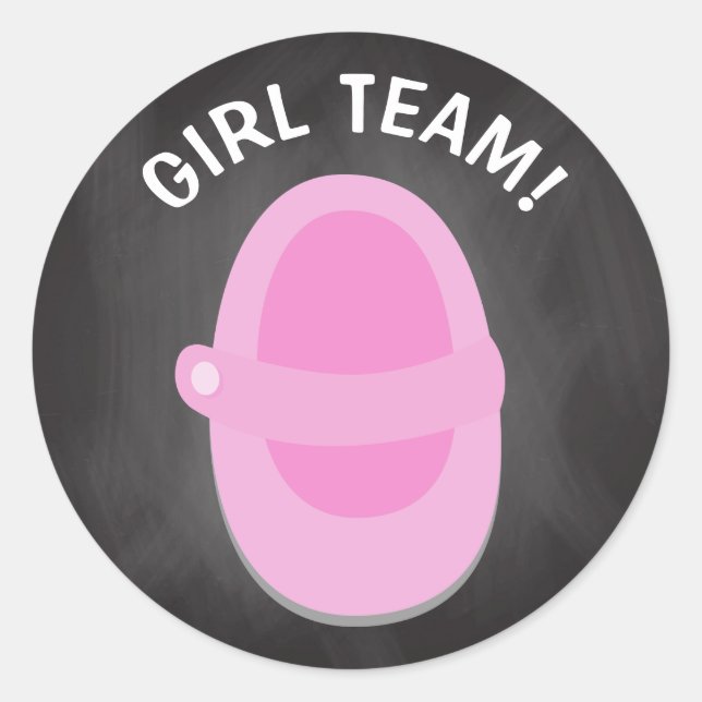 GIRL TEAM Classic Round Sticker, GENDER REVEAL Sticker (Front)