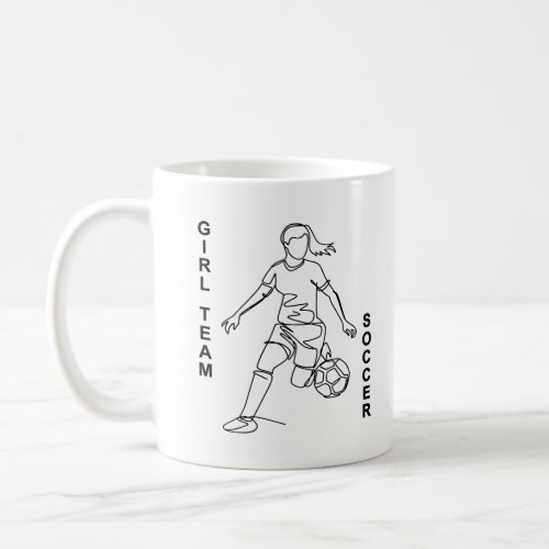 Girl Team Soccer Minimalist Line Art Fine Art 1  Coffee Mug