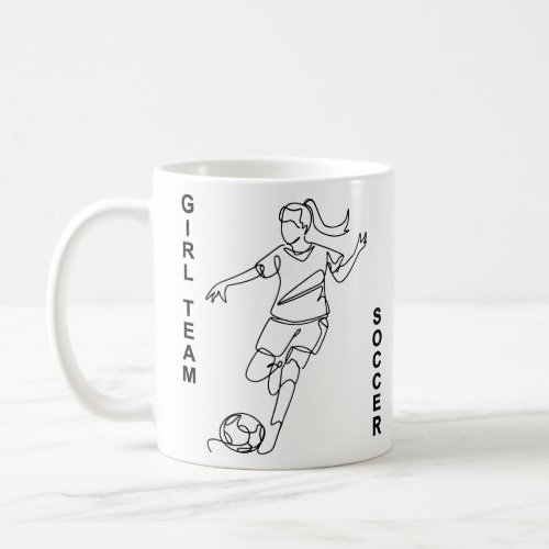 Girl Team Soccer Minimalist Line Art Fine Art 2  Coffee Mug