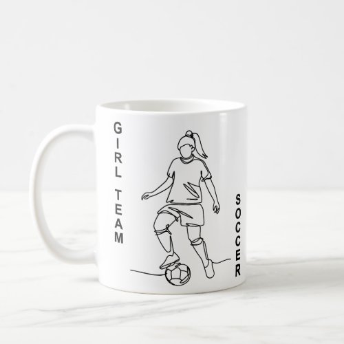 Girl Team Soccer Minimalist Line Art Fine Art 3  Coffee Mug