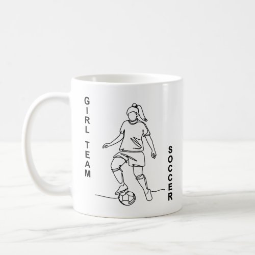 Girl Team Soccer Minimalist Line Art Fine Art 3  Coffee Mug