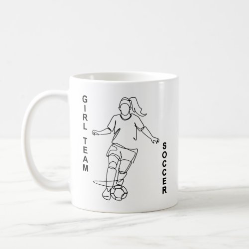 Girl Team Soccer Minimalist Line Art Fine Art 7  Coffee Mug