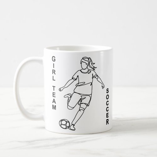 Girl Team Soccer Minimalist Line Art Fine Art 8  Coffee Mug