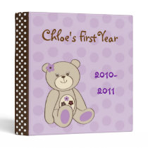 Girl Teddy Bear Baby Photo Album Scrapbook 3 Ring Binder