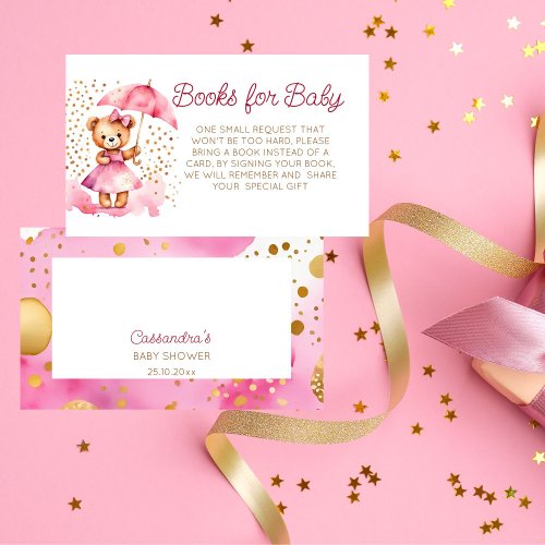 Girl teddy bear baby shower books for baby enclosure card