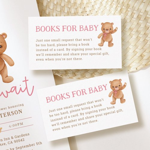 Girl Teddy Bear Baby Shower Books for Baby Insert