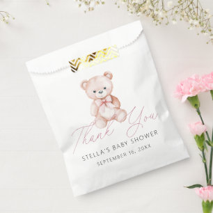 Girl Teddy Bear Thank You Baby Shower Favor Bag