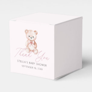 Girl Teddy Bear Thank You Baby Shower Pink Favor Boxes