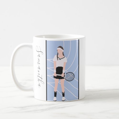 Girl Tennis Player Personalized Player Coach Name Coffee Mug