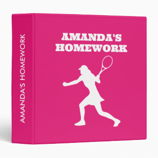 Girl tennis player silhouette custom kid's school 3 ring binder