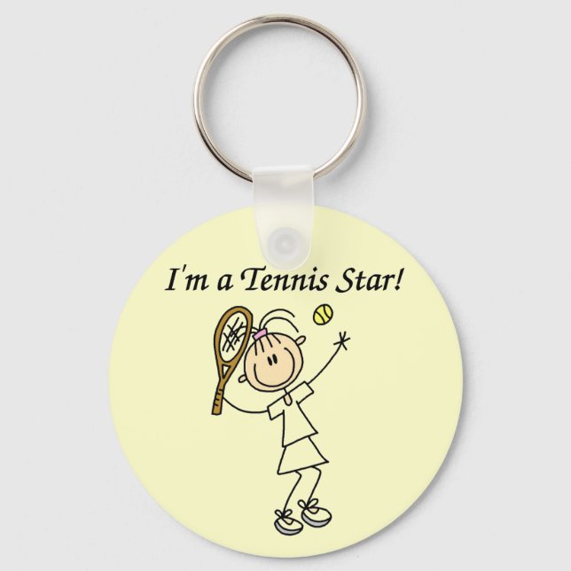 Girl Tennis Star T-shirts and Gifts Keychain (Front)