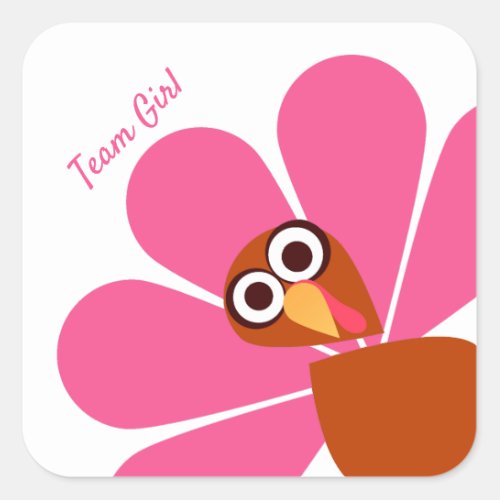 Girl Thanksgiving Gender Reveal Square Sticker