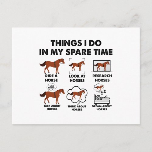 Girl Things I Do In My Spare Time Funny Horse Postcard