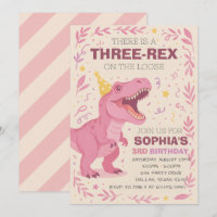 Girl Three-Rex Dinosaur Birthday