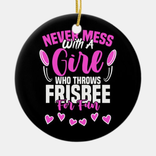 Girl Throws Frisbee Disk Golf Sport Ultimate Ceramic Ornament