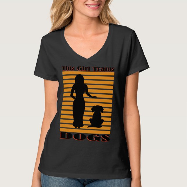 Girl Trains Dogs Cute Puppy Ironic Dog Teacher Sch T-Shirt (Front)