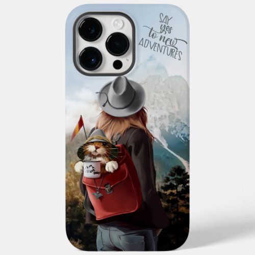 Girl travels with a cat in a backpack Case_Mate iPhone 14 pro max case