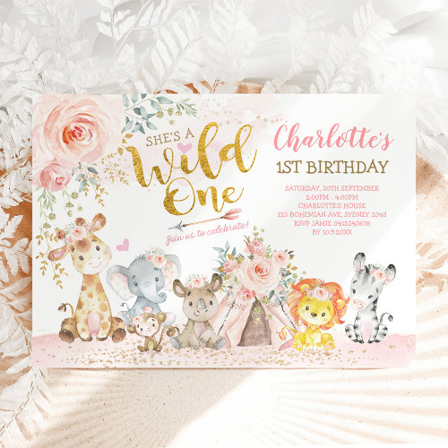 Girl Tribal Jungle Animals Wild One 1st Birthday