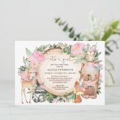 Girl Tribal Woodland Forest Animals Baby Shower Invitation (Standing Front)
