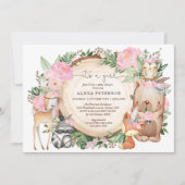 Girl Tribal Woodland Forest Animals Baby Shower Invitation (Front)
