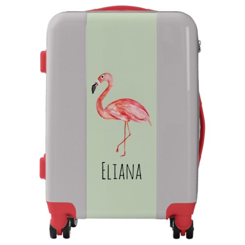 Girl Tropical Pink Flamingo Jungle Name Kids Luggage