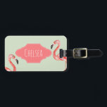 Girl Tropical Pink Flamingo Jungle Name Kids Luggage Tag<br><div class="desc">This gorgeous kids tropical luggage tag features a gorgeous pink watercolor flamingo and jungle leaf with space to add your girl's name,  an email address and phone number! The perfect tropical accessory for any travelling baby,  toddler,  child or teenager this summer!</div>