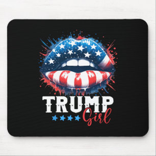 Girl Trump 2024 Election Us American Flag Mouse Pad