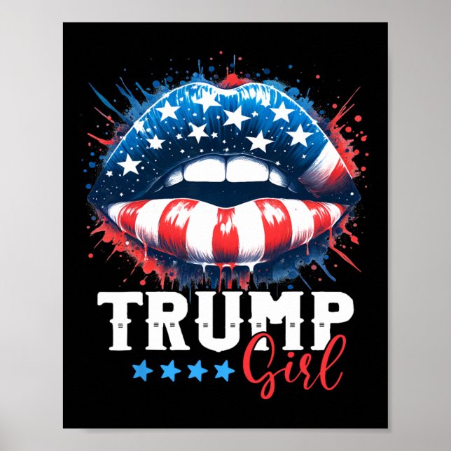 Girl Trump 2024 Election Us American Flag  Poster (Front)