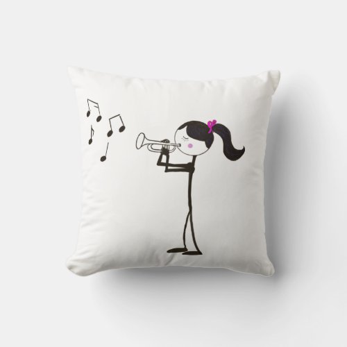 Girl Trumpet Player Throw Pillow