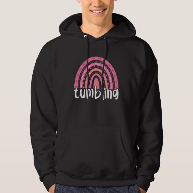 Girl Tumbling Rainbow Gear Gymnast Gymnastics  Tum Hoodie (Front)
