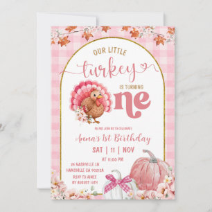 Girl Turkey 1st Birthday invitation