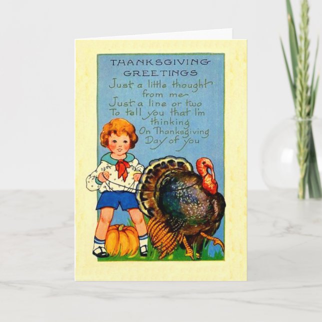Girl & Turkey Holiday Card (Front)
