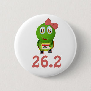 Girl Turtle 26.2 (marathon) Pinback Button