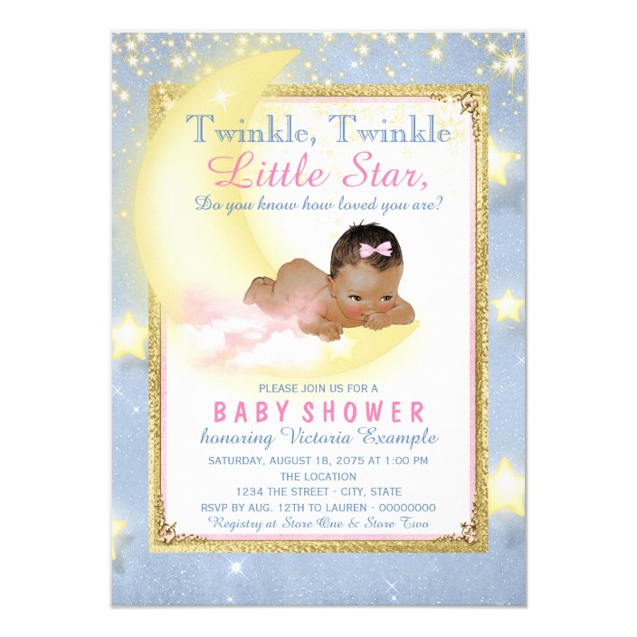twinkle twinkle little star baby shower invitations girl